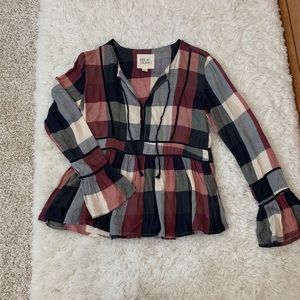 Plaid Peasant Blouse